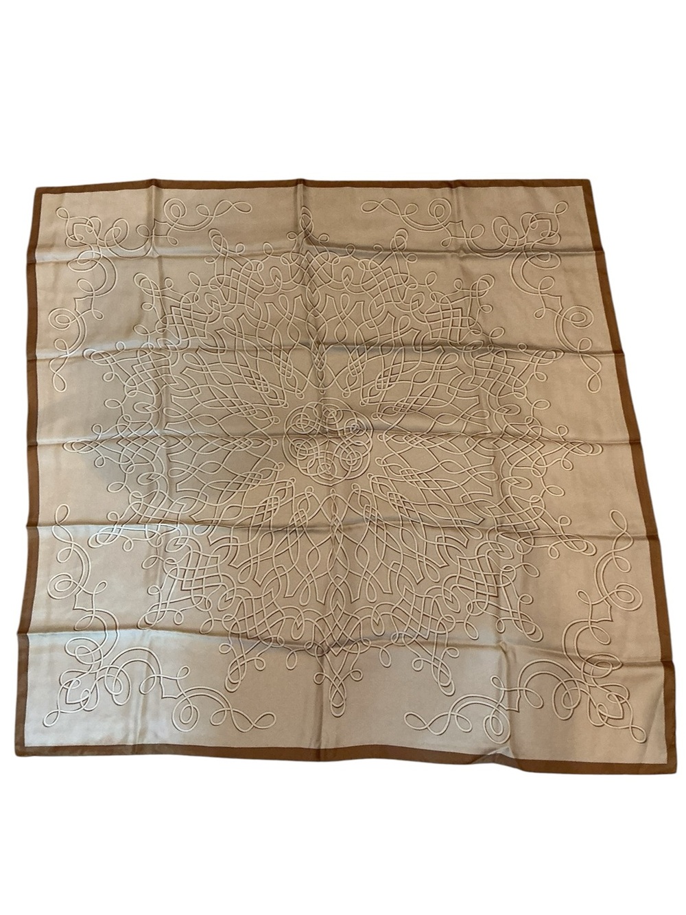 Talbots Simple Rope Silk Beige Scarf Large 34”x 34”
